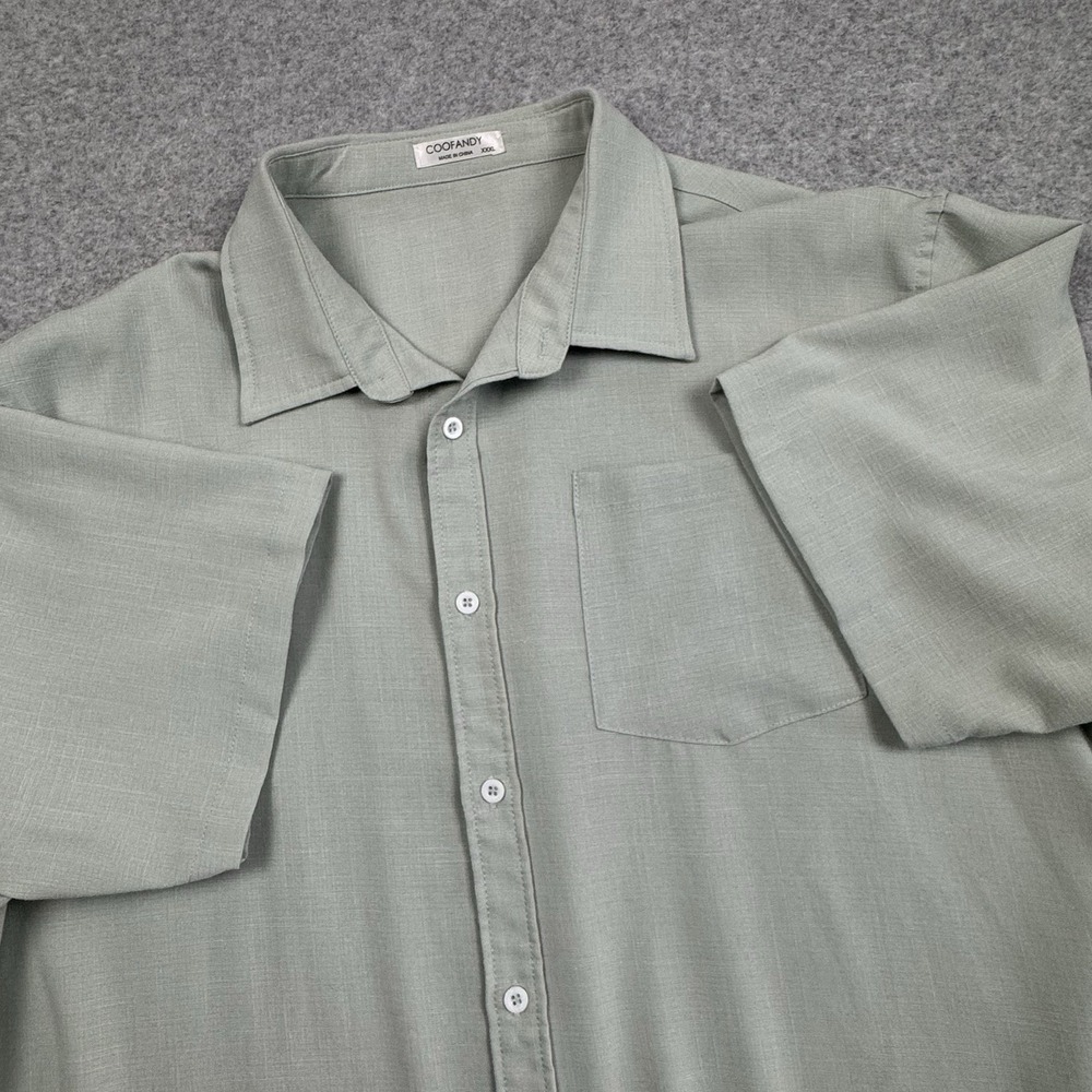 Coofandy Linen Blend Shirt Mens XXXL‎ Pale Green Button Up Vacation Beach Casual